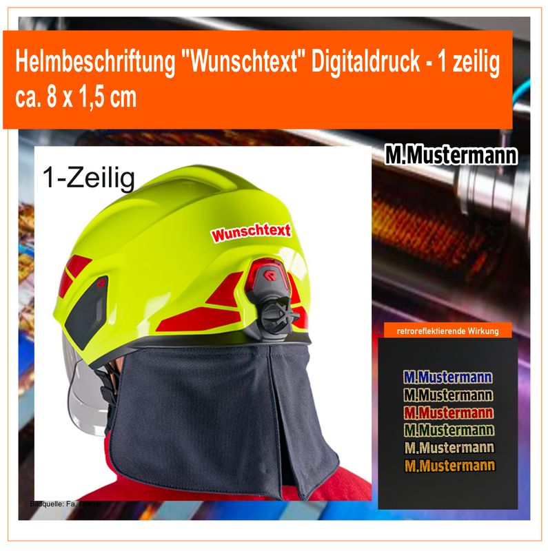Helmbeschriftung "Wunschtext" Digitaldruck - 1 zeilig