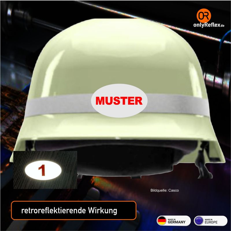 Wachnummer Oval (neutraler Helm) Helmbeschriftung