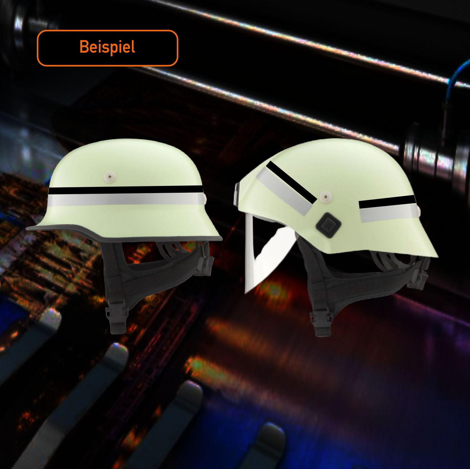 Berufsfeuerwehr Bayern  Qualifikation  Helmkennzeichnung, Sorte: Band schwarz - Gruppenführer:in - 1 cm