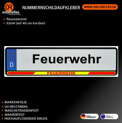 Feuerwehr Nummernschild, gelb fluoreszierender Aufkleber (VE 2 Stück) Feuerwehr Nummernschild, gelb fluoreszierender Aufkleber (VE 2 Stück)