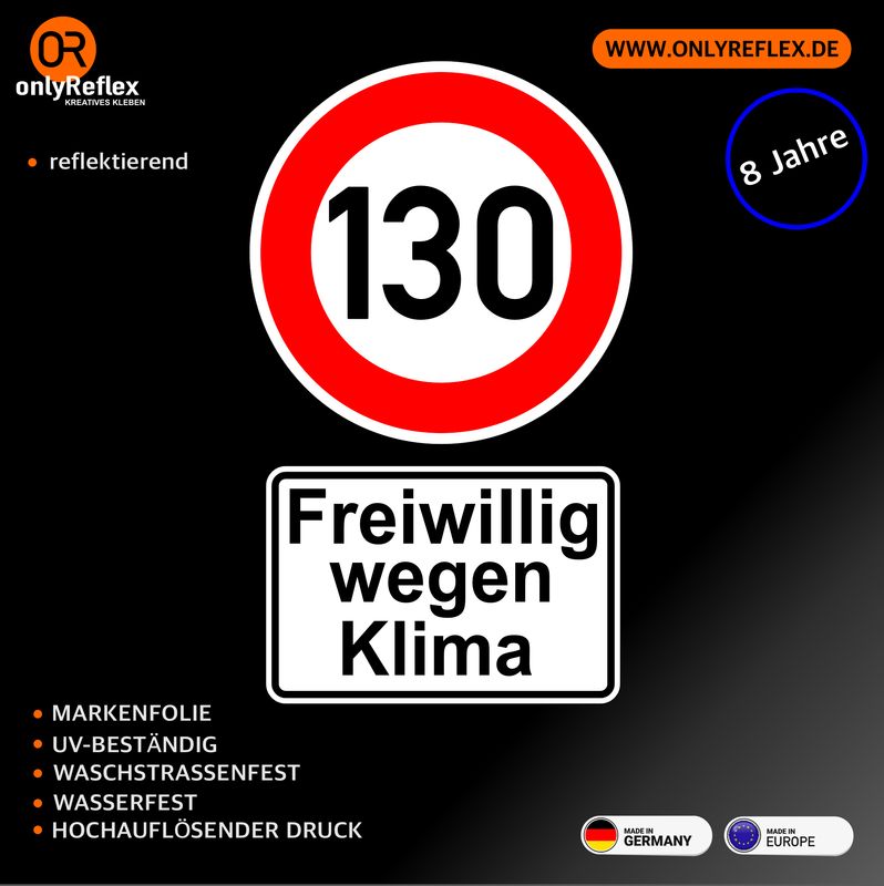 130 Freiwillig wegen Klima, Aufkleber 10x6 cm 130 Freiwillig wegen Klima, Aufkleber 10x6 cm