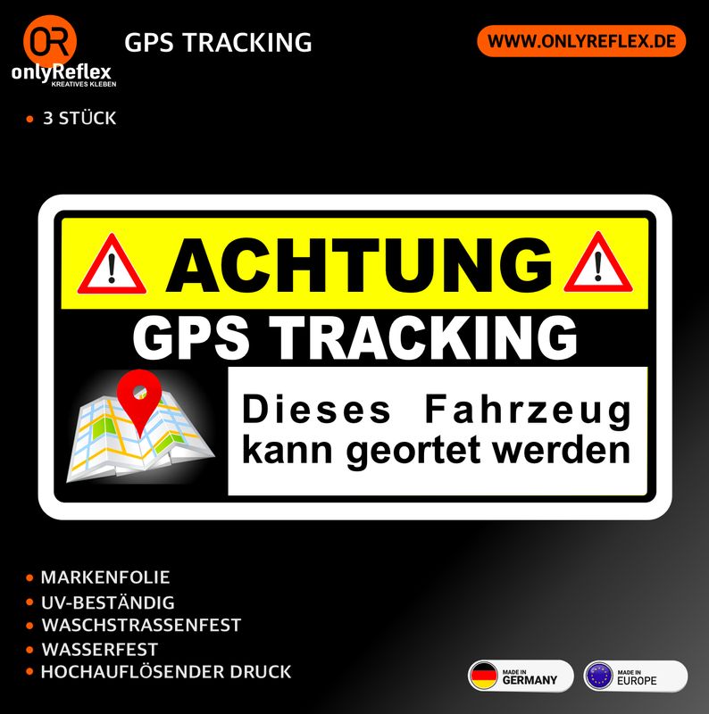 Achtung GPS Tracking Aufkleber (3 Stück 6 x 3 cm) Achtung GPS Tracking Aufkleber (3 Stück 6 x 3 cm)