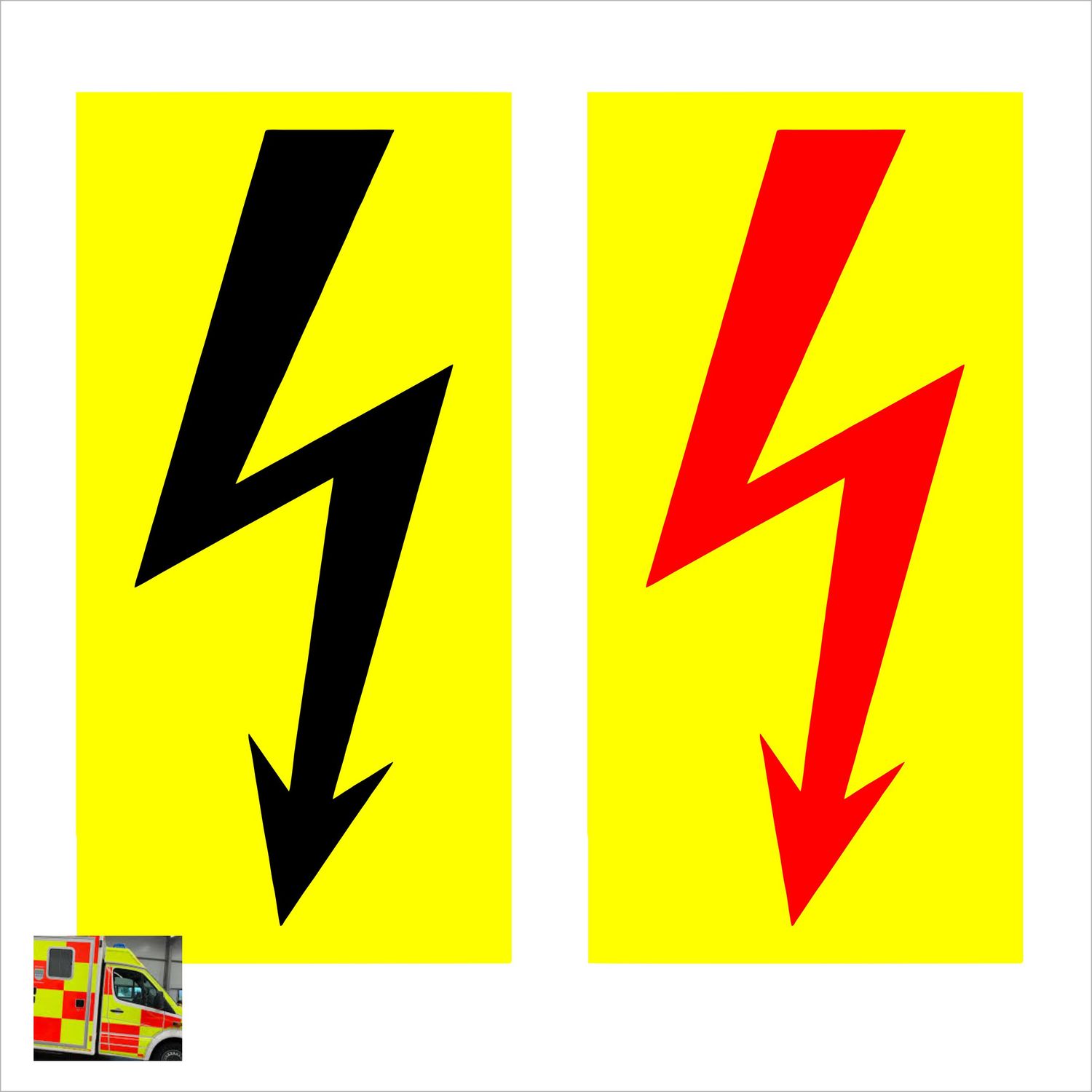 Warnschild Blitzpfeil, 12 Aufkleber