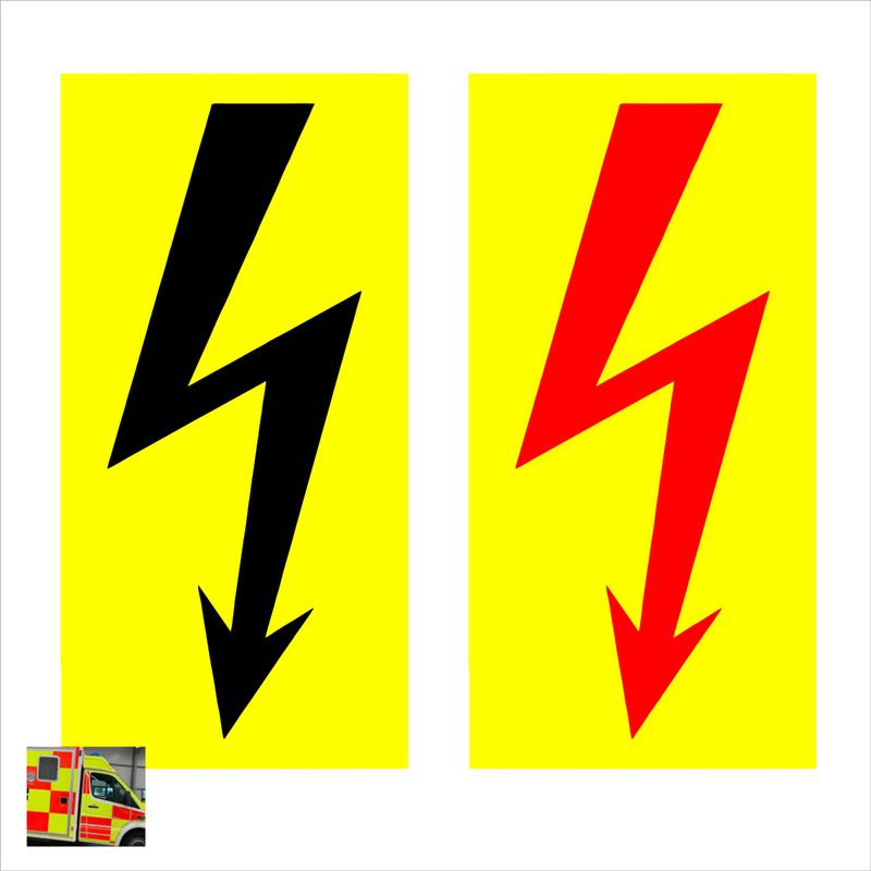 Warnschild Blitzpfeil, 12 Aufkleber Warnschild Blitzpfeil, 12 Aufkleber