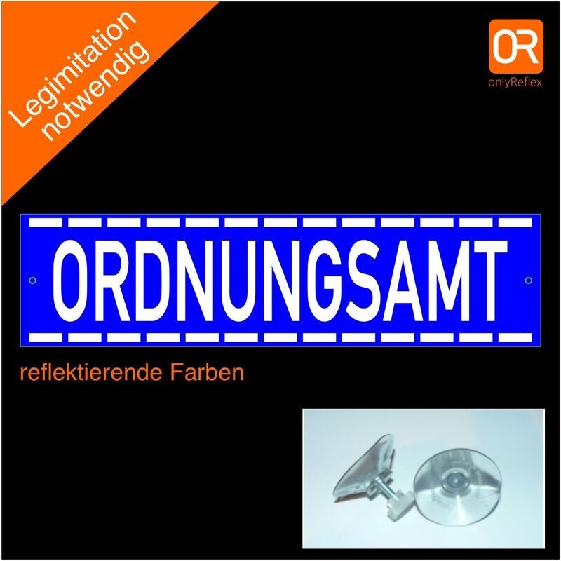 Ordnungsamt blau, Schild mit Saugnapf Ordnungsamt blau, Schild mit Saugnapf