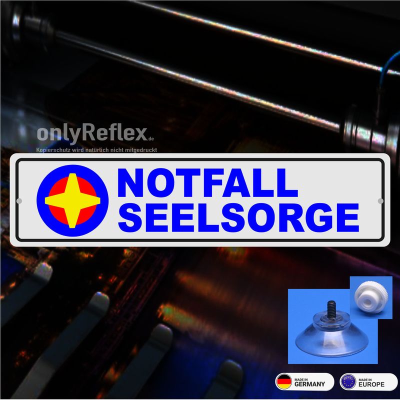 Notfallseelsorge, Schild mit Saugnapf