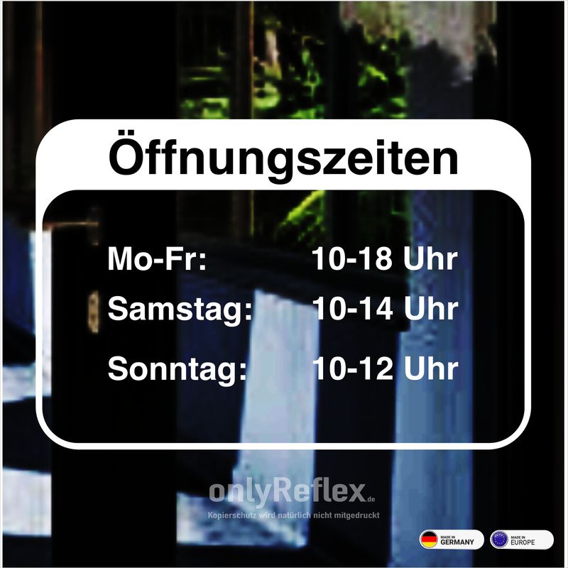 Öffnungszeiten Beschriftung, Aufkleber Style 1 Öffnungszeiten Beschriftung, Aufkleber Style 1