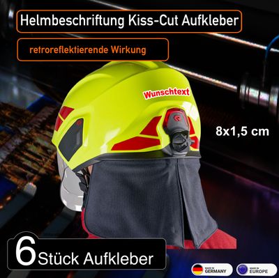 Helmbeschriftung Helmbeschriftung "Wunschtext" Kiss-Cut - 6 normale oder retroreflektierende Aufkleber, 8 cm