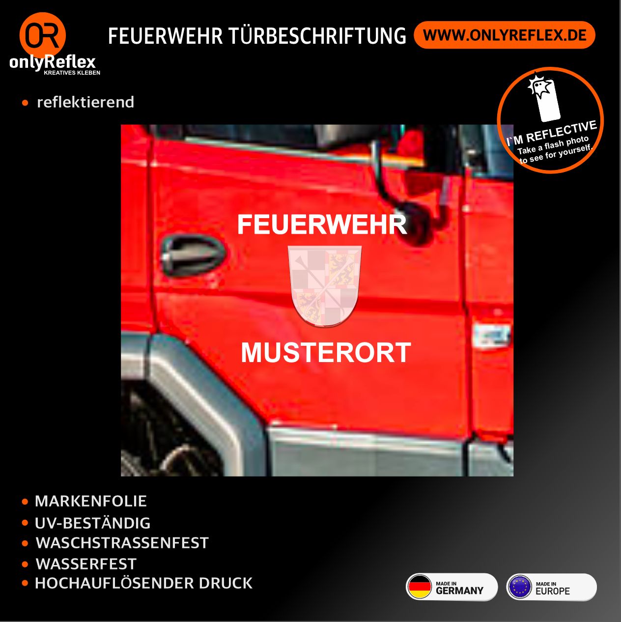 2 Stück Fahrzeugbeschriftung Feuerwehrfahrzeug mit Wappen - 2 Stück Fahrzeugbeschriftung Feuerwehrfahrzeug mit Wappen -