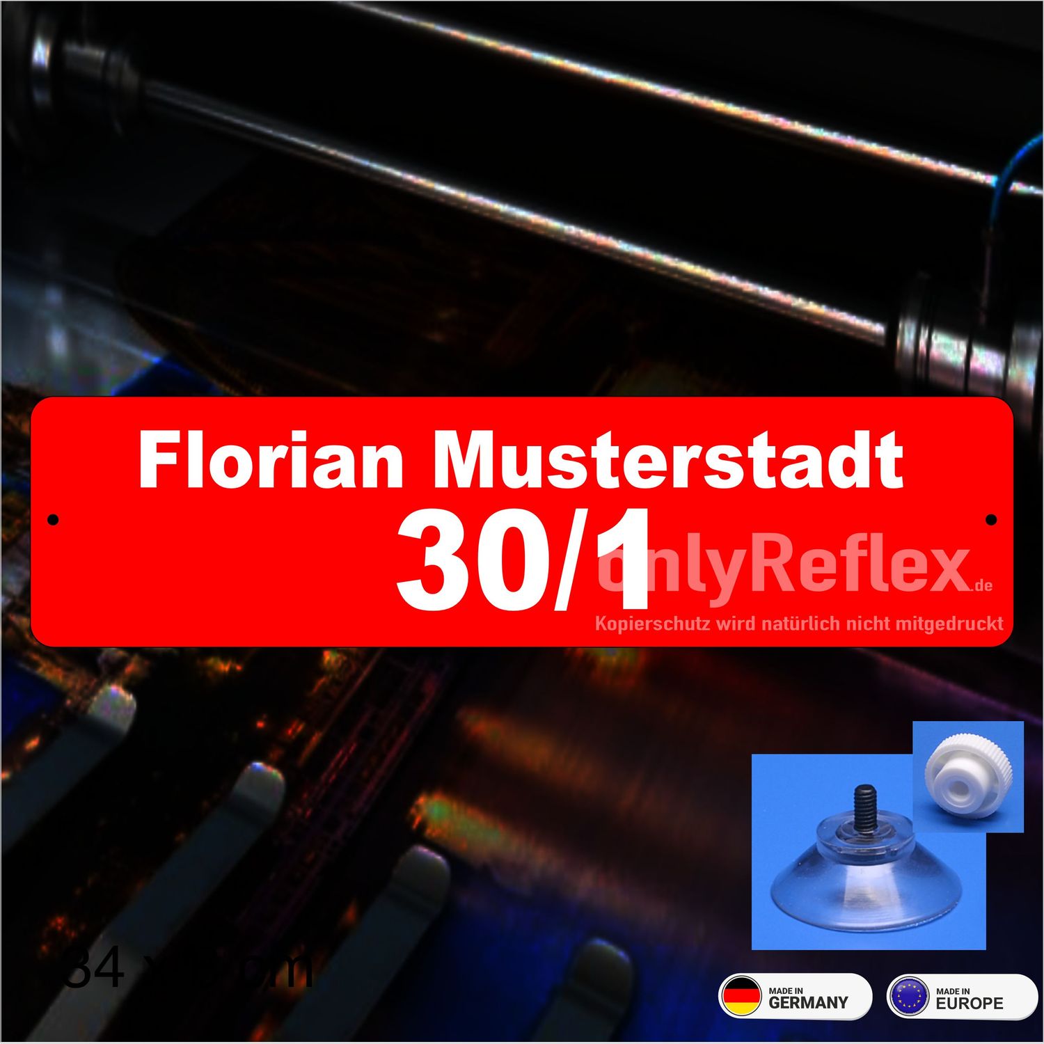 Schild Funk Funkrufkennung mit Saugnapf 34x8 cm