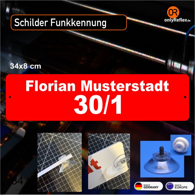 Schild Funk Funkrufkennung mit Saugnapf 34x8 cm