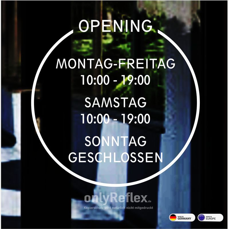 Öffnungszeiten Beschriftung, Aufkleber Style 4 Öffnungszeiten Beschriftung, Aufkleber Style 4