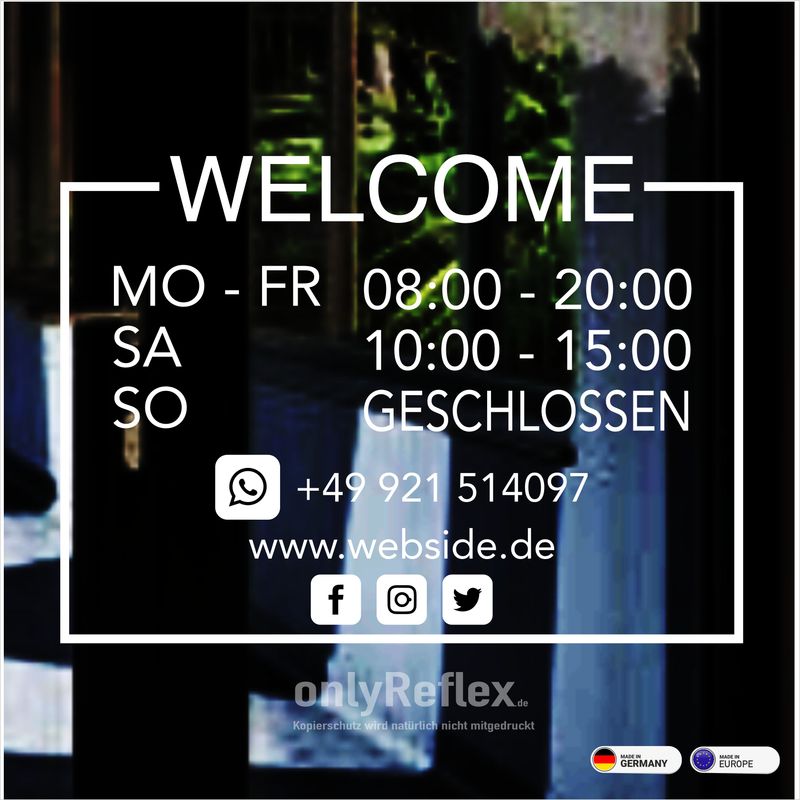 Öffnungszeiten Beschriftung, Aufkleber Style 3 Öffnungszeiten Beschriftung, Aufkleber Style 3