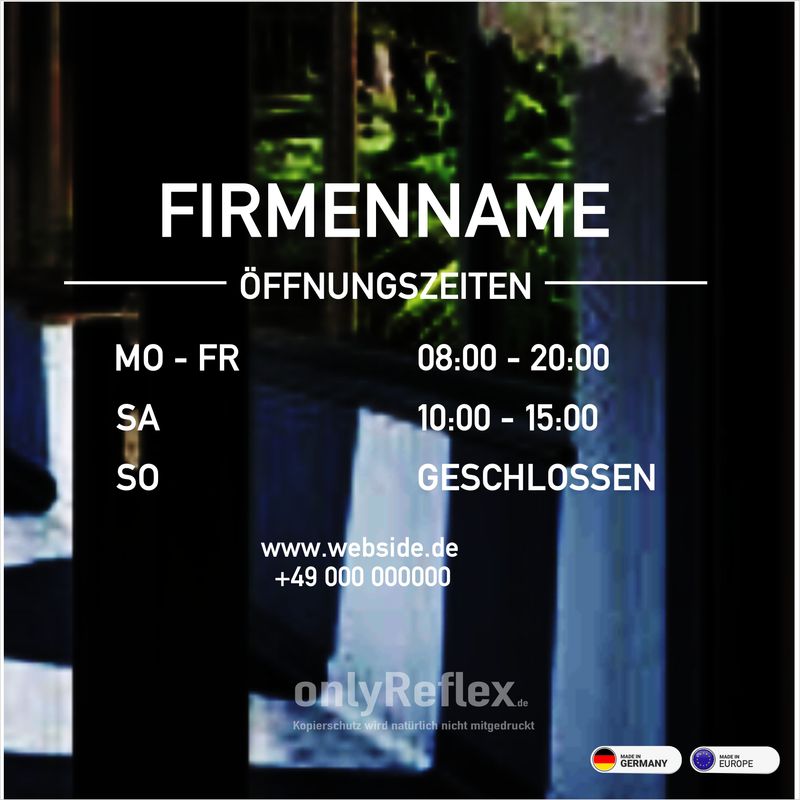 Öffnungszeiten Beschriftung, Aufkleber Style 2 Öffnungszeiten Beschriftung, Aufkleber Style 2