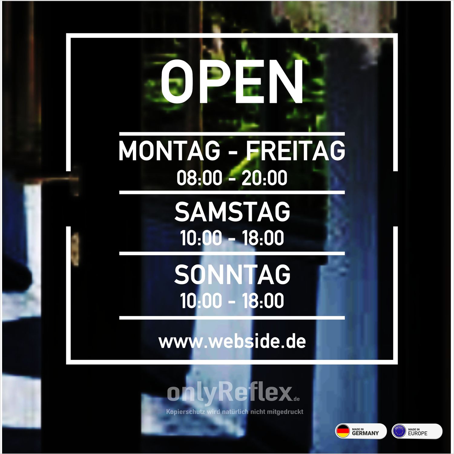 Öffnungszeiten Beschriftung, Aufkleber Style 5