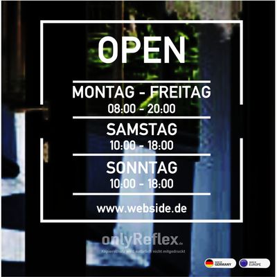 Öffnungszeiten Beschriftung, Aufkleber Style 5 Öffnungszeiten Beschriftung, Aufkleber Style 5