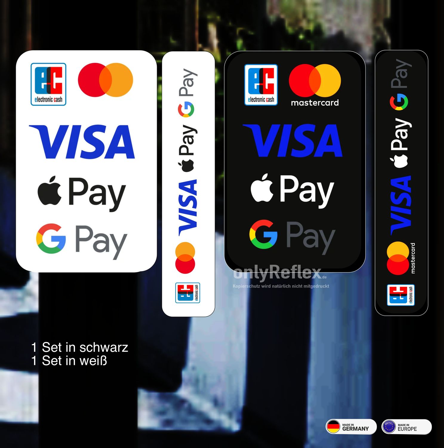 Kartenzahlung EC, Visa, Mastercard, Apple Pay, Google Pay - 4 Stück Kartenzahlung EC, Visa, Mastercard, Apple Pay, Google Pay - 4 Stück