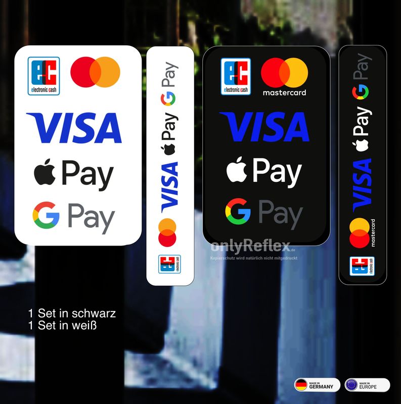 Kartenzahlung EC, Visa, Mastercard, Apple Pay, Google Pay - 4 Stück