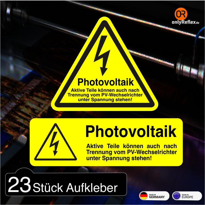 Photovoltaik Warnaufkleber Sortiment - 23 Stück Aufkleber Photovoltaik Warnaufkleber Sortiment - 23 Stück Aufkleber