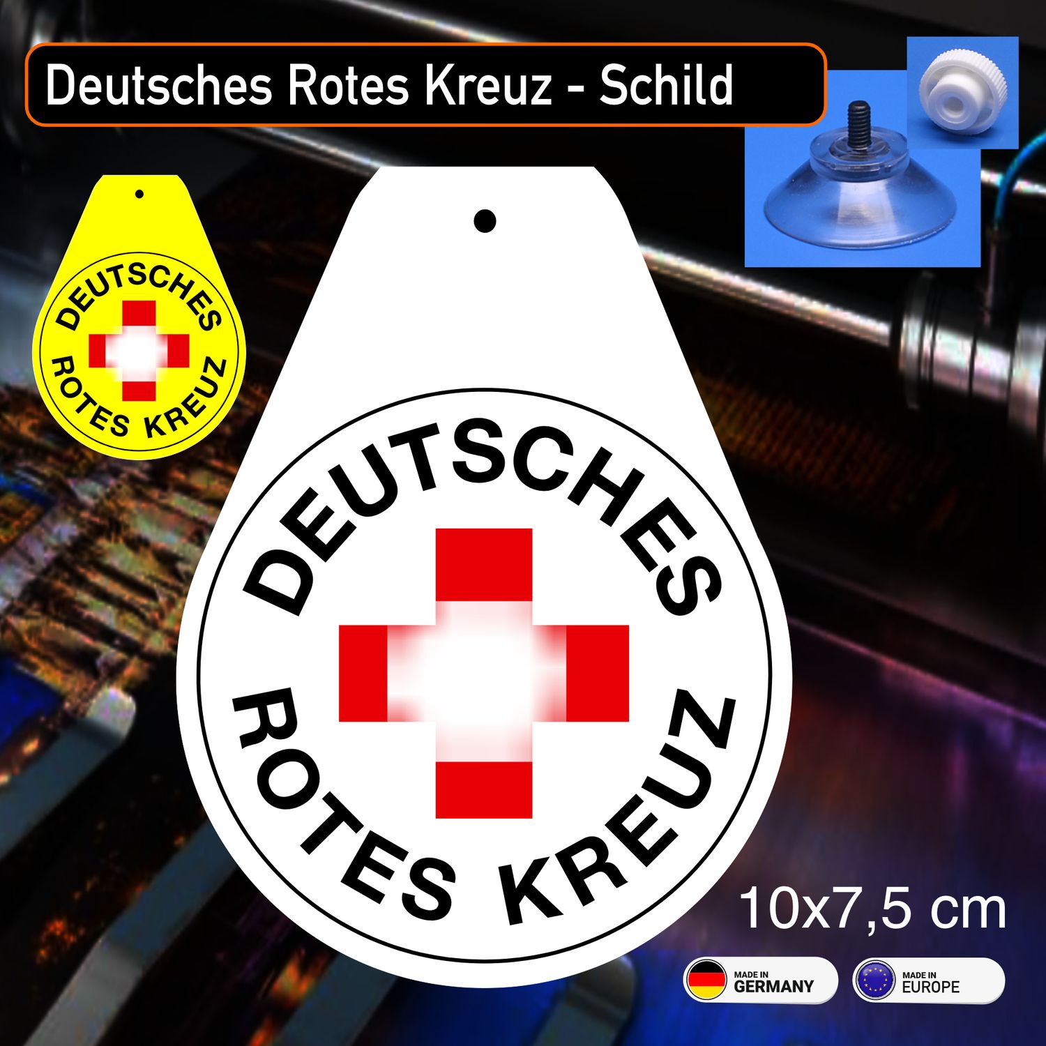 Deutsches Rotes Kreuz  Wappen, Schild mit Saugnapf