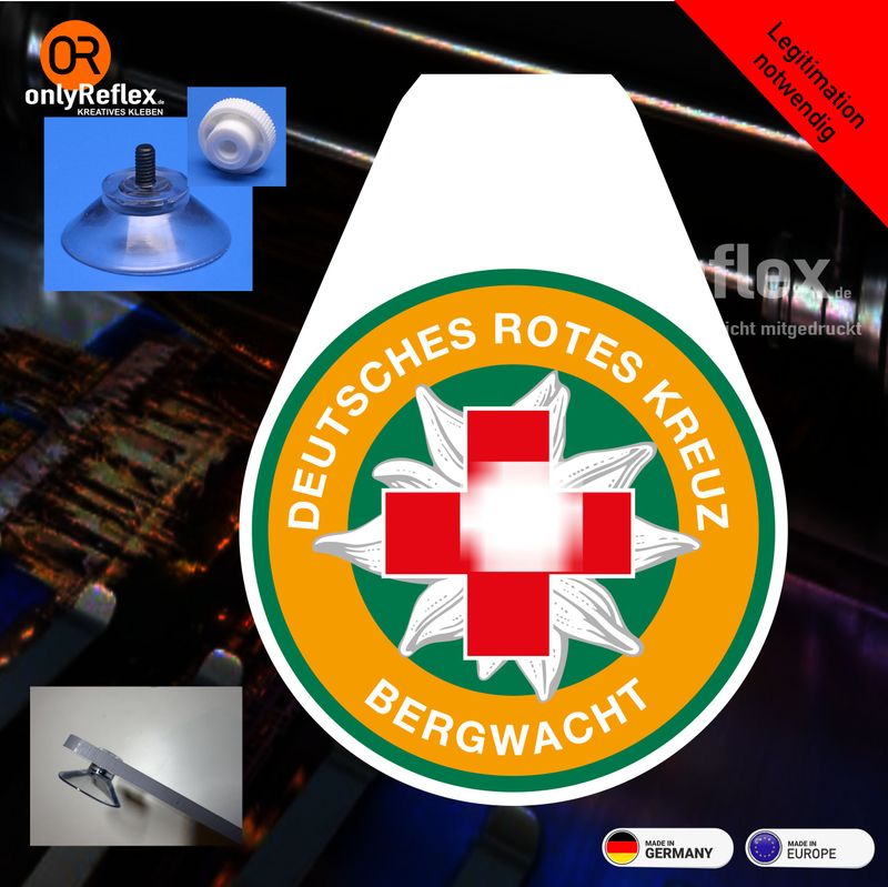 Schild „Wappen“  Bergwacht - 13x10 cm mit Saugnapf