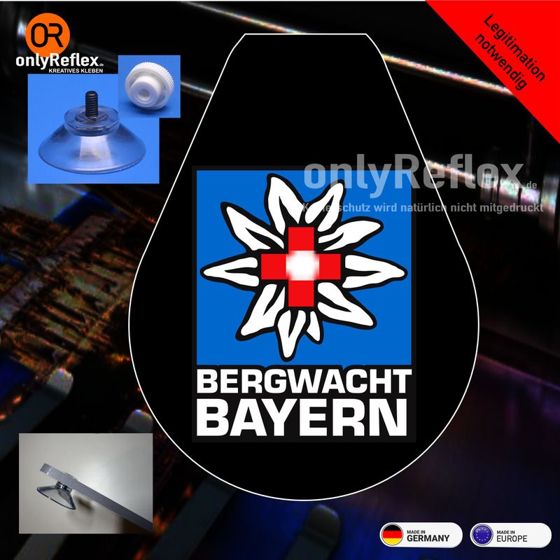 Schild „Wappen“ Bergwacht Bayern - 13x10 cm mit Saugnapf