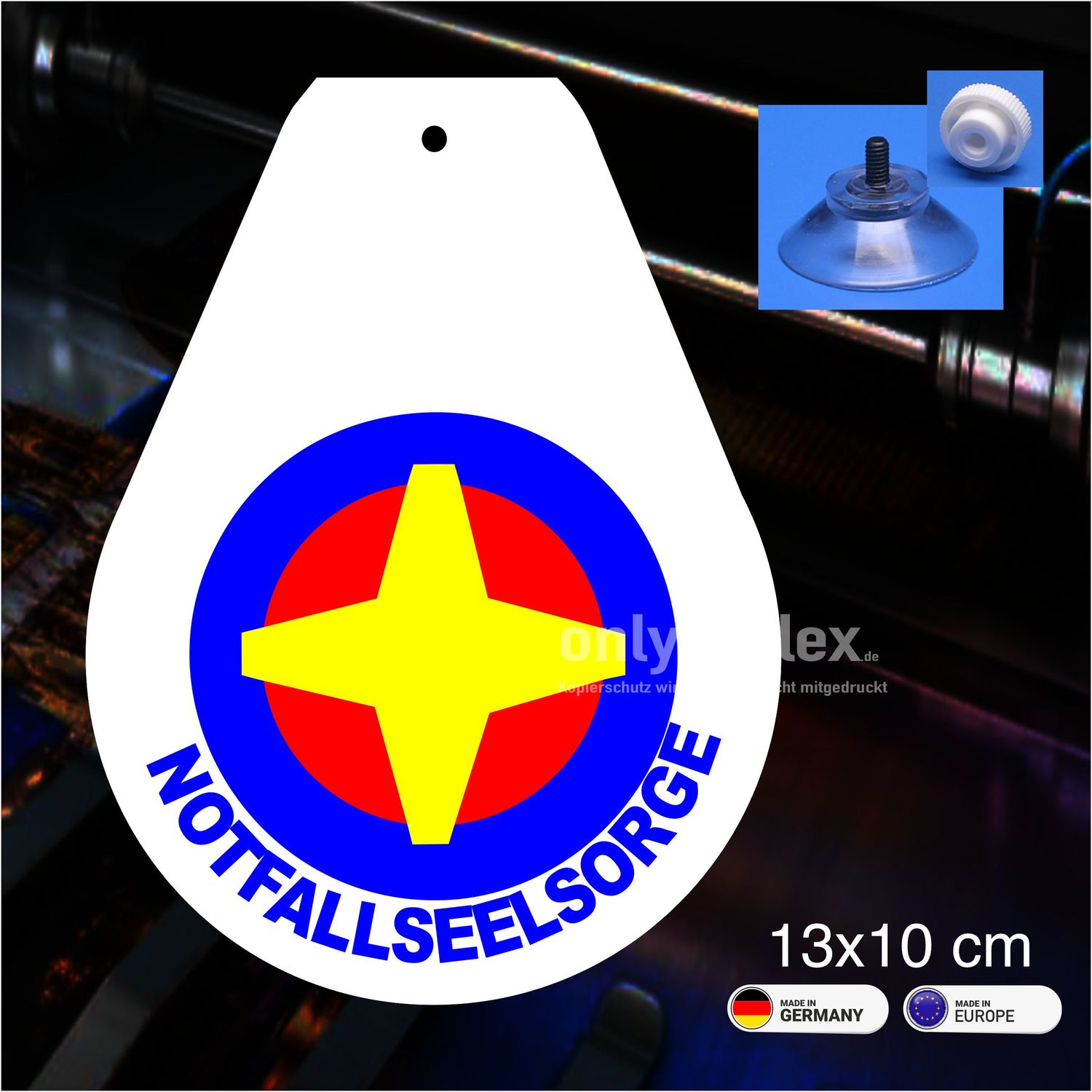 Notfallseelsorge  Wappen, Schild mit Saugnapf