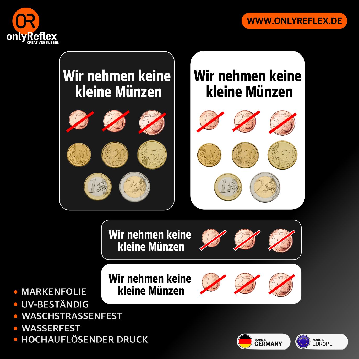 Keine kleine Münzen - 4 Stück Aufkleber