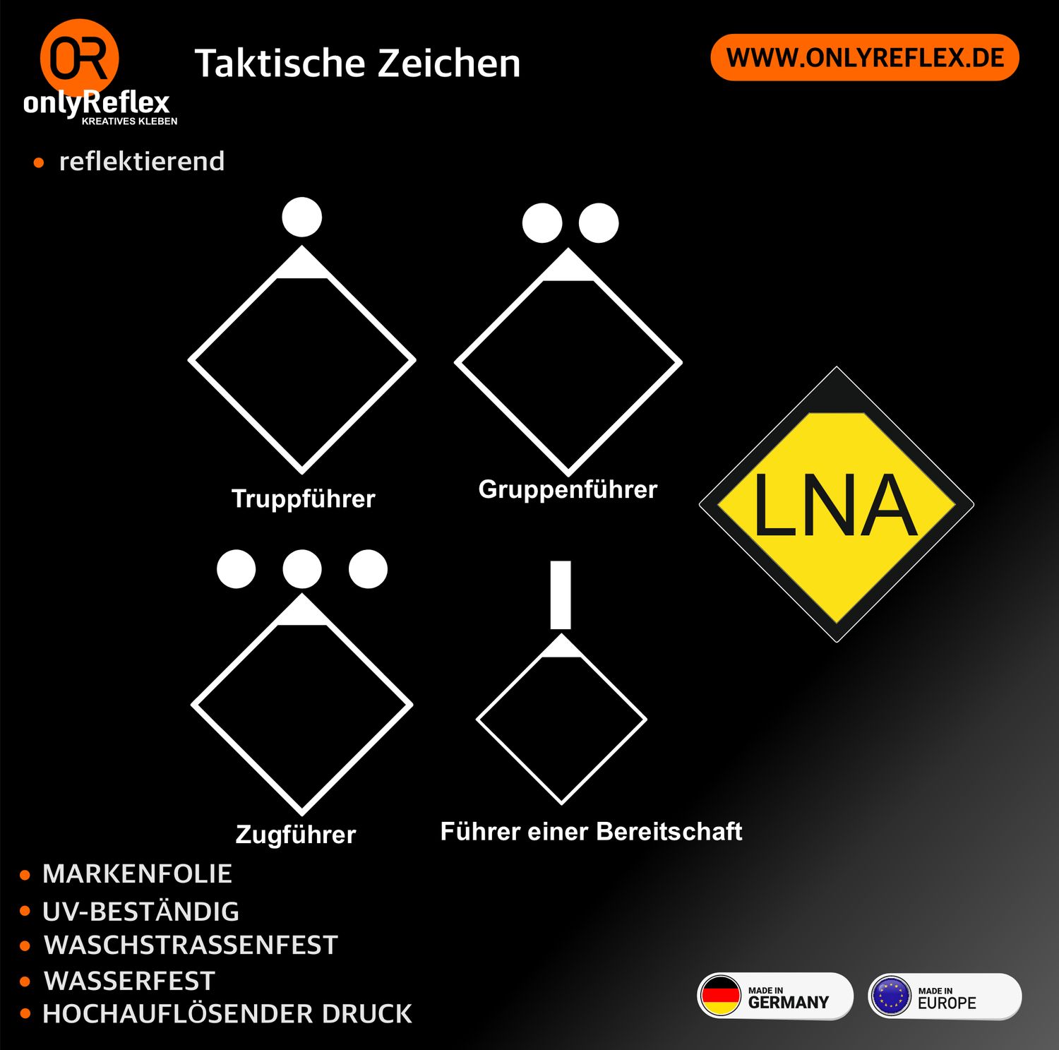 Taktische Zeichen Führungskräfte, Aufkleber Taktische Zeichen Führungskräfte, Aufkleber