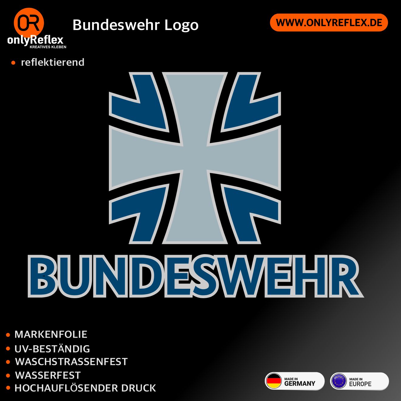 Bundeswehr Logo mit Schrift, Aufkleber Bundeswehr Logo mit Schrift, Aufkleber