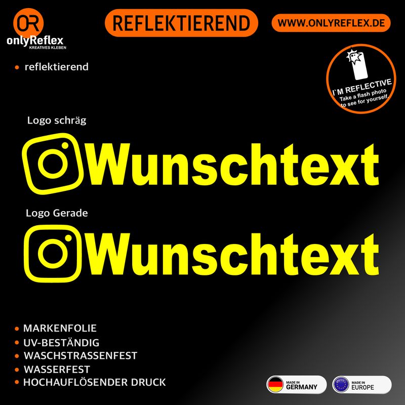 Instagram Instagram "Wunschtext" Aufkleber (3er Pack) Folienschnitt
