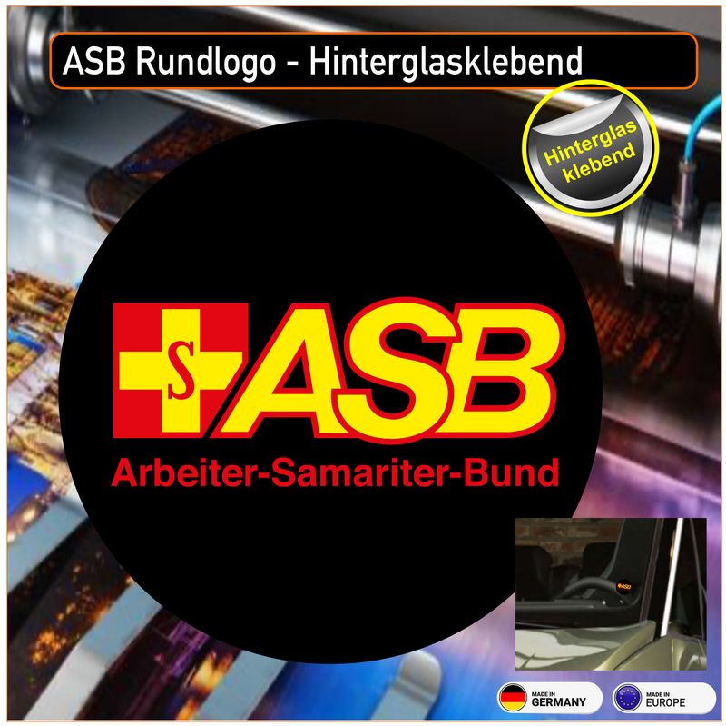 Arbeiter Samariter Bund (ASB) Rundlogo Aufkleber - Hinterglasklebend Arbeiter Samariter Bund (ASB) Rundlogo Aufkleber - Hinterglasklebend