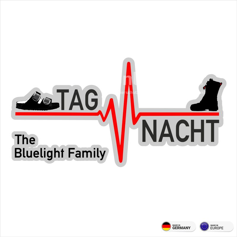 Herzschlag Ehrenamt Tag/Nacht Birkenstock-Stiefel - Aufkleber (2 Stück 15x7 cm Herzschlag Ehrenamt Tag/Nacht Birkenstock-Stiefel - Aufkleber (2 Stück 15x7 cm