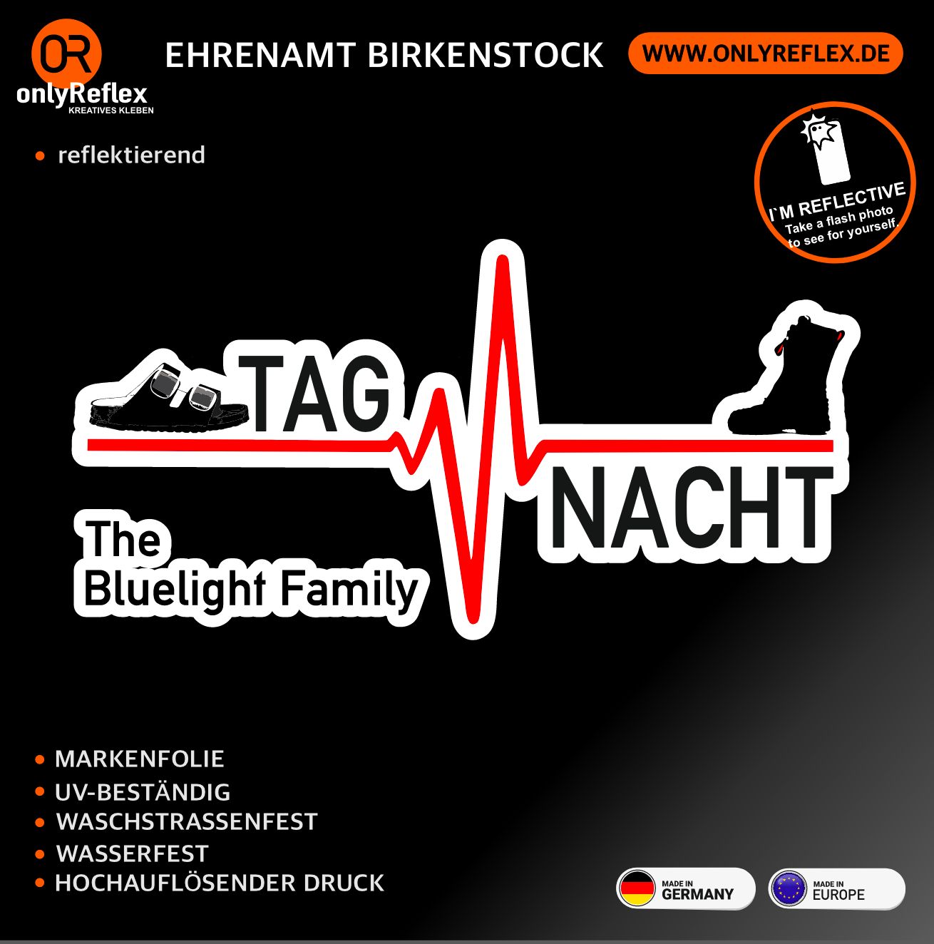 Herzschlag Ehrenamt Tag/Nacht Birkenstock-Stiefel - Aufkleber Herzschlag Ehrenamt Tag/Nacht Birkenstock-Stiefel - Aufkleber