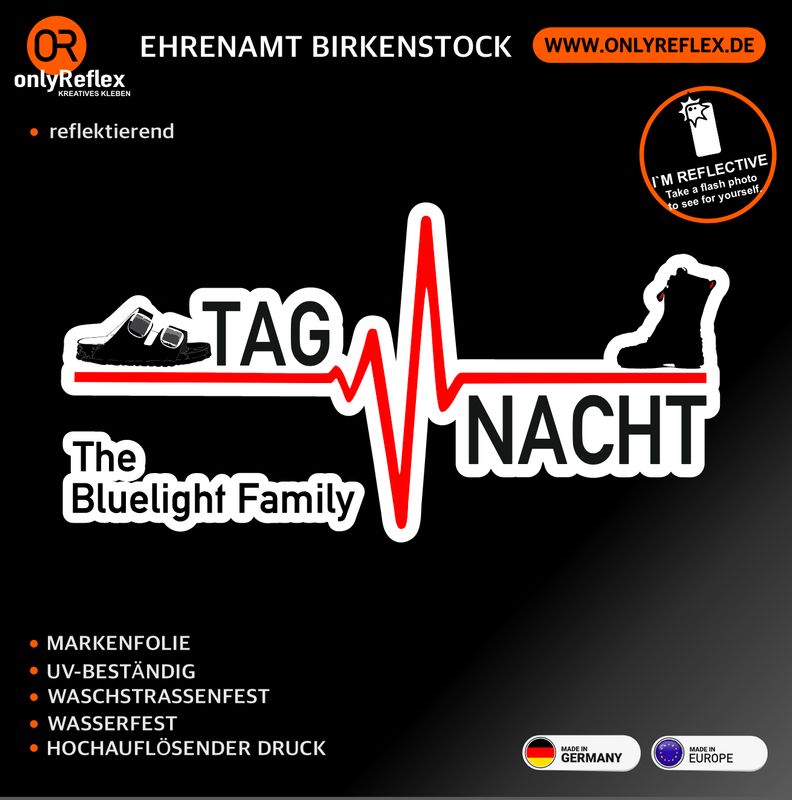 Herzschlag Ehrenamt Tag/Nacht Birkenstock-Stiefel - Aufkleber