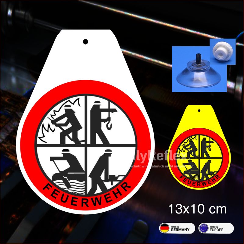 Feuerwehr Schild „Wappen“ mit Saugnapf Feuerwehr Schild „Wappen“ mit Saugnapf