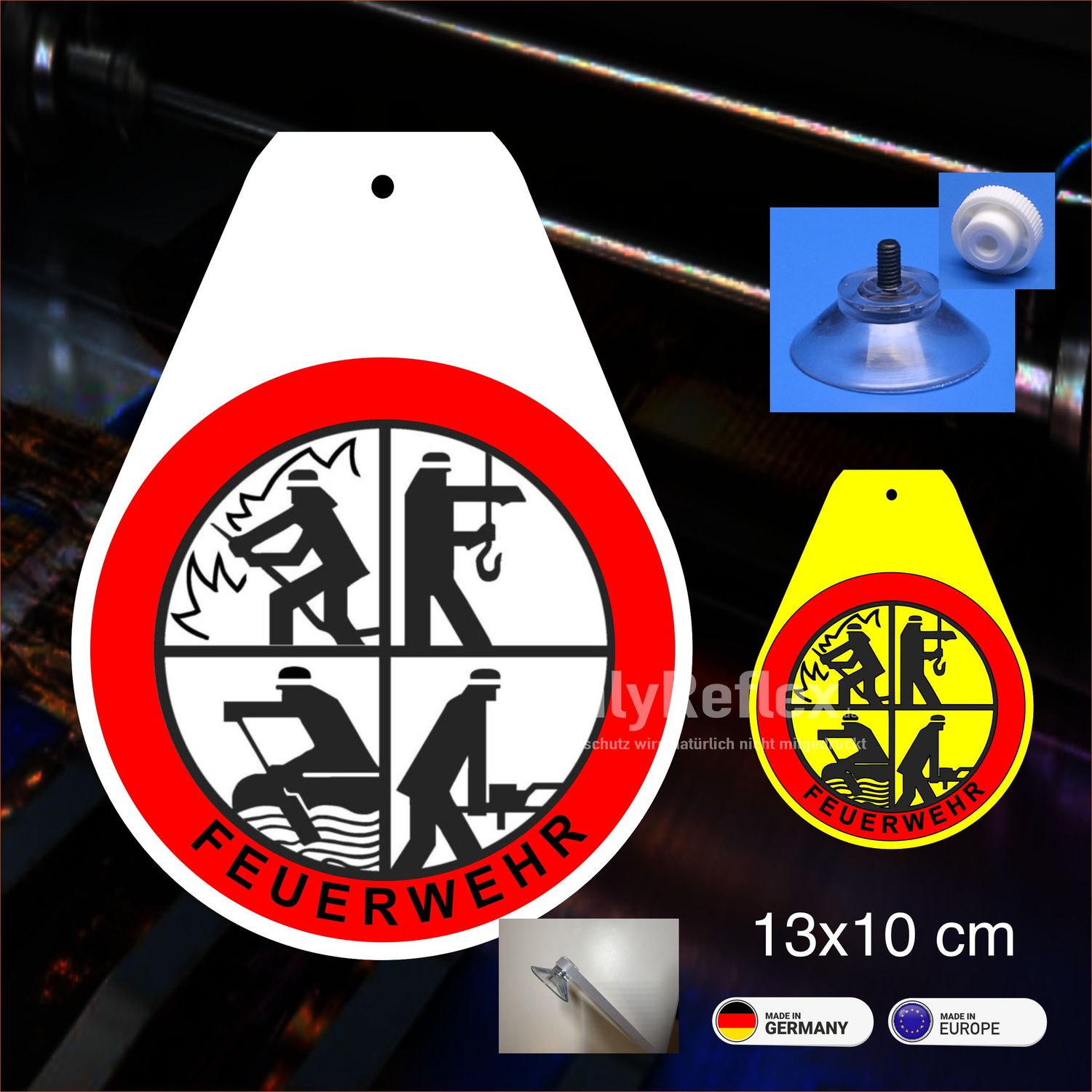 Feuerwehr DFV Schild „Wappen“ mit Saugnapf Feuerwehr DFV Schild „Wappen“ mit Saugnapf