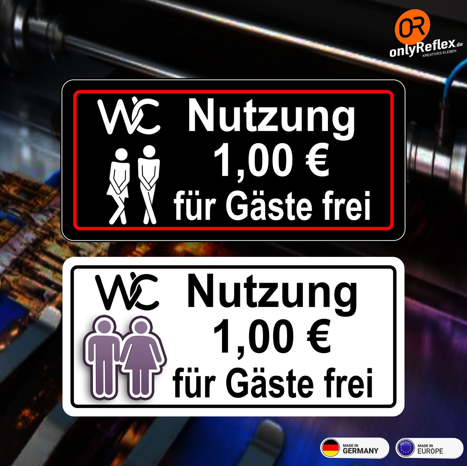 WC Nutzung für Gäste frei - Aufkleber/ Aluminiumschild 15x7 cm