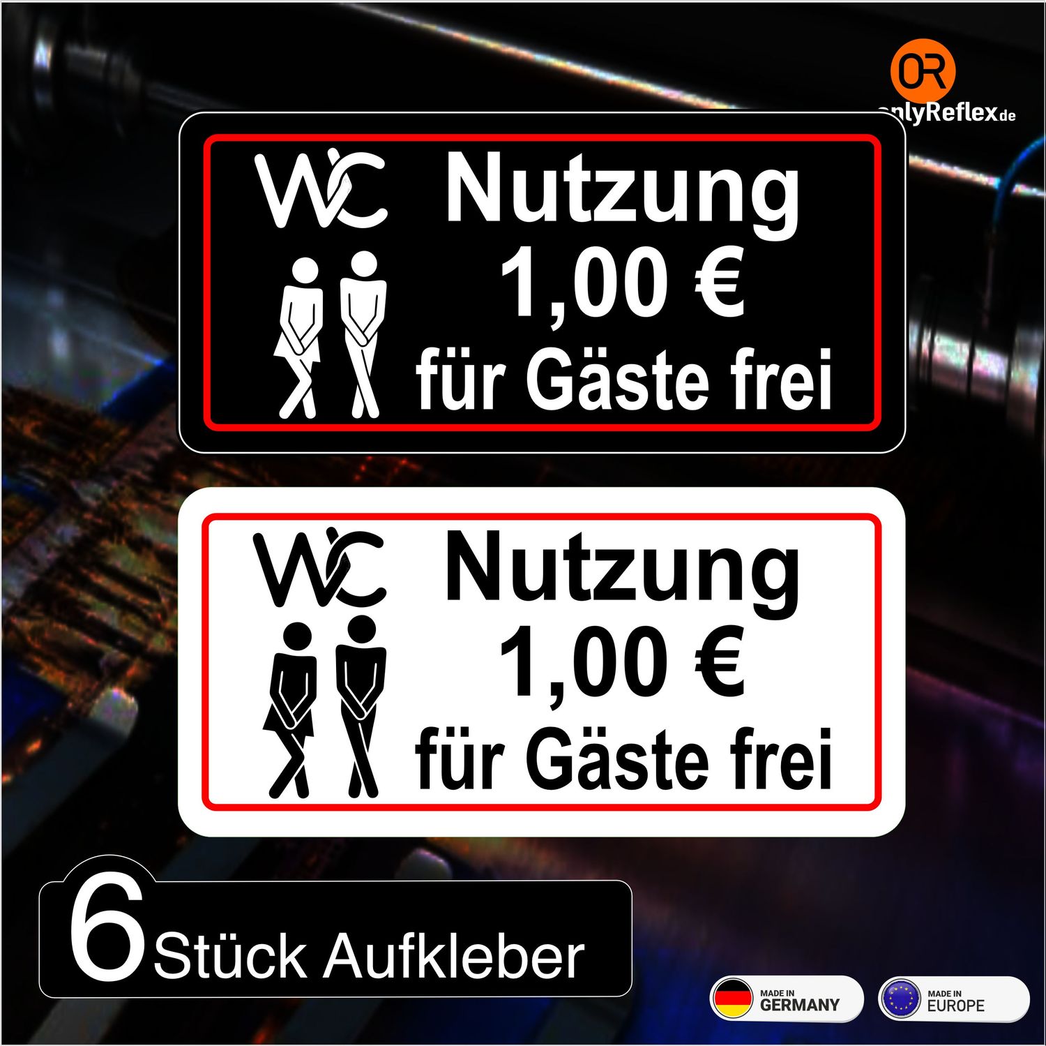 WC Nutzung für Gäste frei - 6 Stück Sortiment 15x7 cm