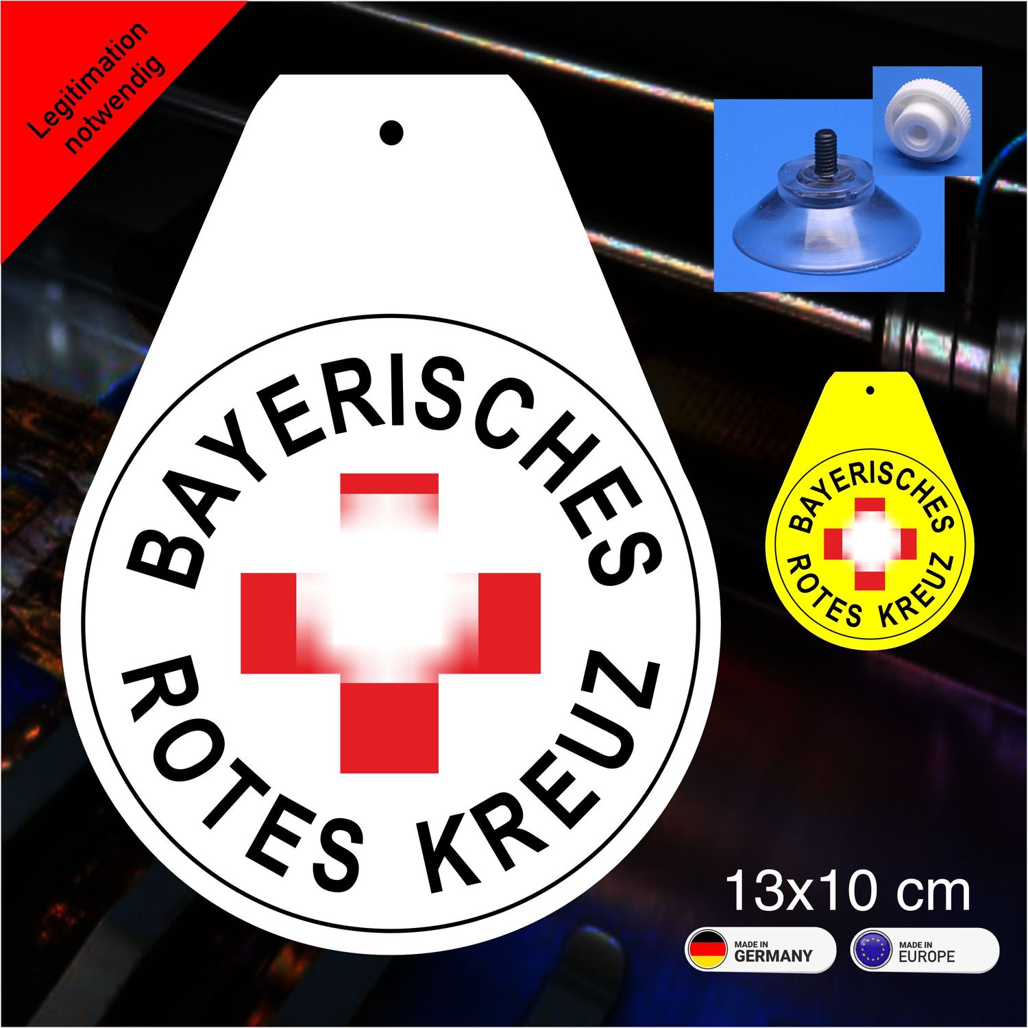 Bayerisches Rotes Kreuz  Wappen, Schild mit Saugnapf