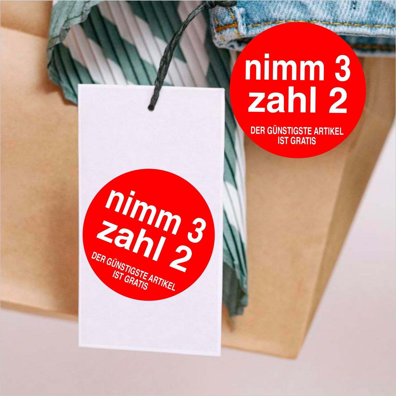 nimm 3 zahl 2 -  Artikelbeschriftung Rund