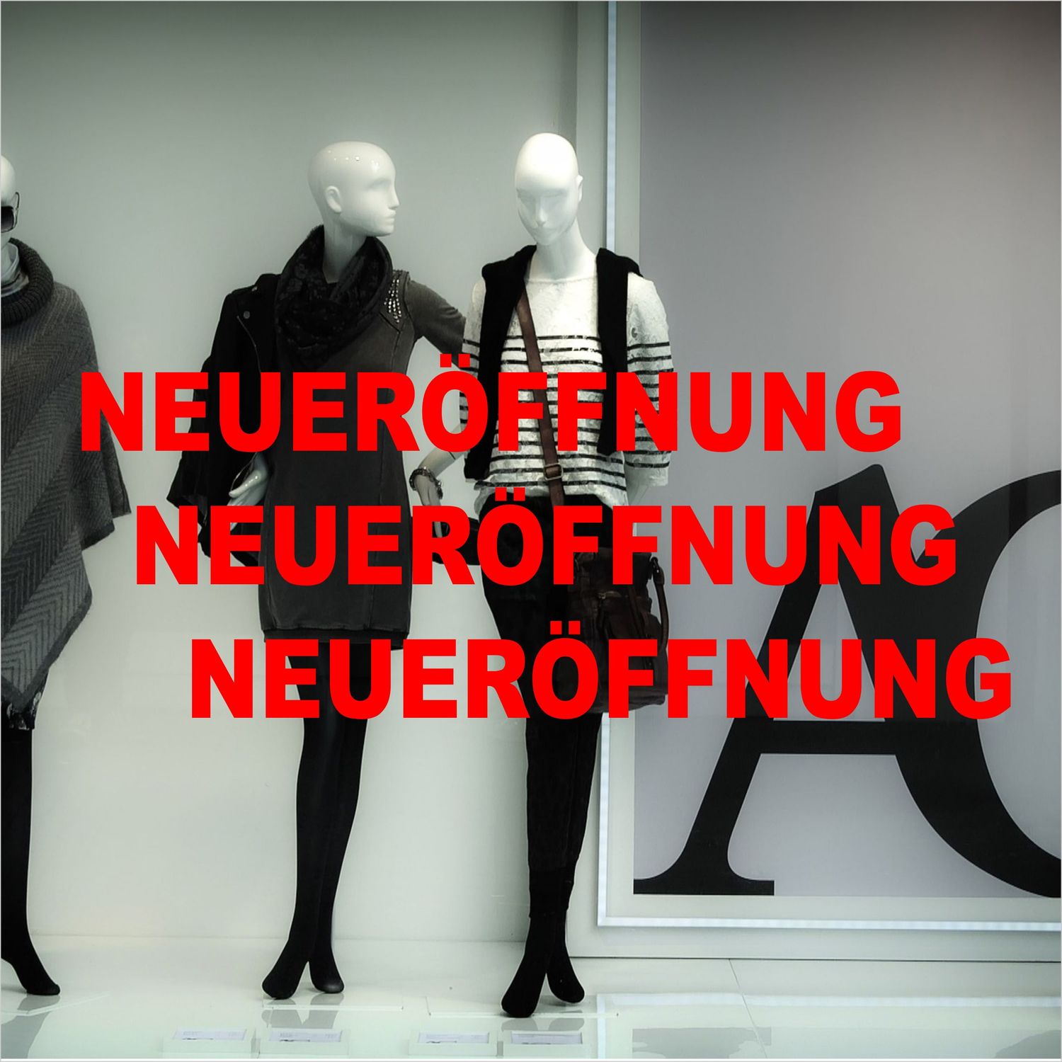 NEUERÖFFNUNG  3 Stück - Schaufensterbeschriftung Folienschnitt