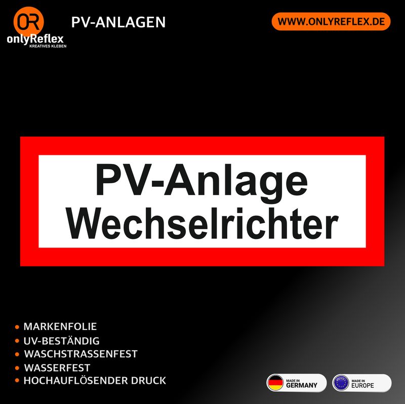 PV-Anlage Wechselrichter Aufkleber (Photovoltaik) PV-Anlage Wechselrichter Aufkleber (Photovoltaik)