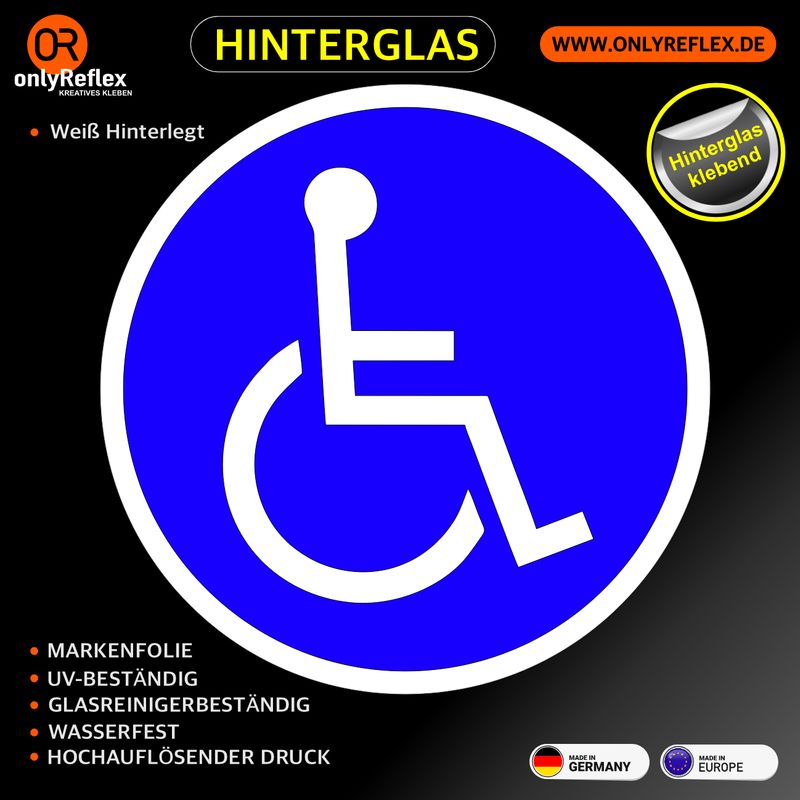 Behinderung Rollstuhl Rundlogo Aufkleber Hinterglasklebend Behinderung Rollstuhl Rundlogo Aufkleber Hinterglasklebend