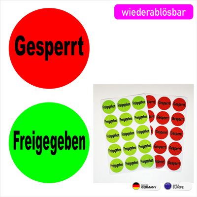 Gesperrt / Freigegeben Etiketten Rund - Folie wiederablösbar Gesperrt / Freigegeben Etiketten Rund - Folie wiederablösbar