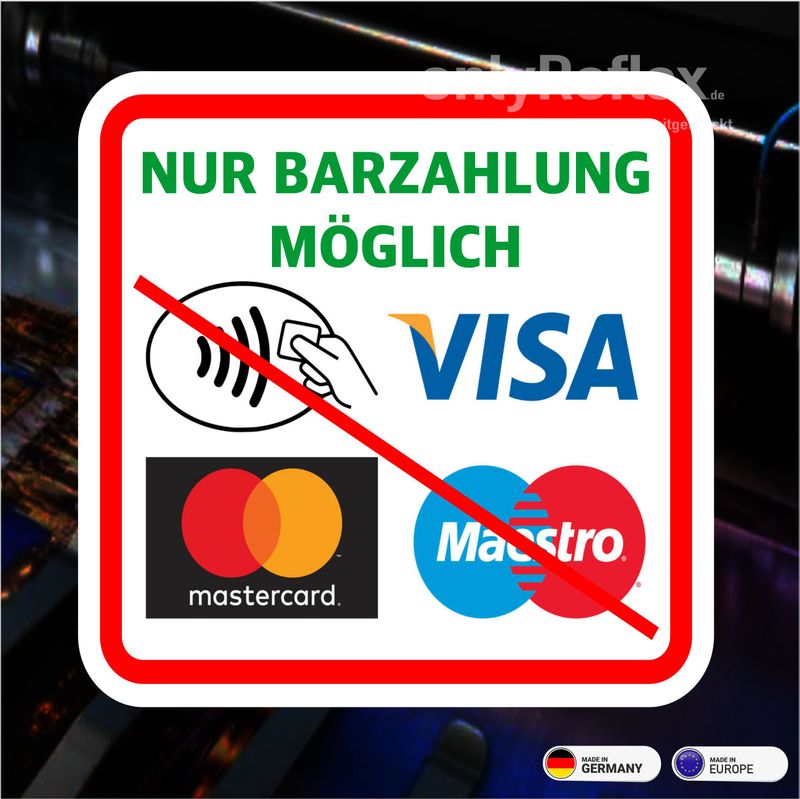 NUR BARZAHLUNG MÖGLICH - Aufkleber