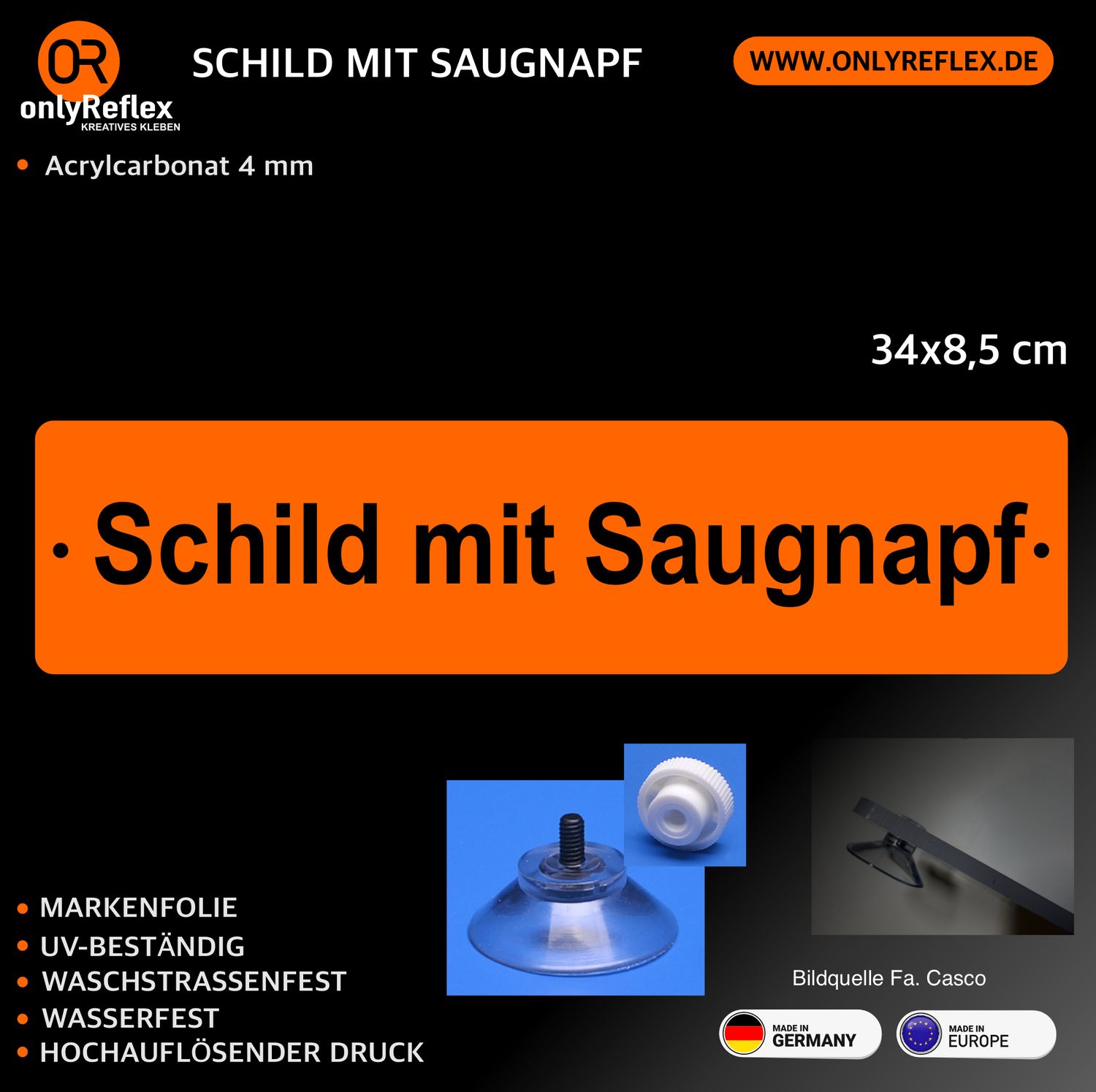 SCHILD mit Saugnapf von ihrem Entwurf SCHILD mit Saugnapf von ihrem Entwurf