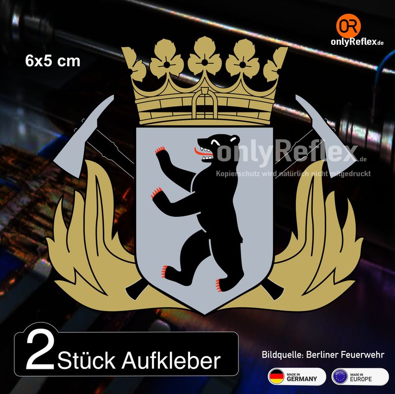 Berliner Feuerwehr Wappen - Aufkleber (2 Stück) Berliner Feuerwehr Wappen - Aufkleber (2 Stück)