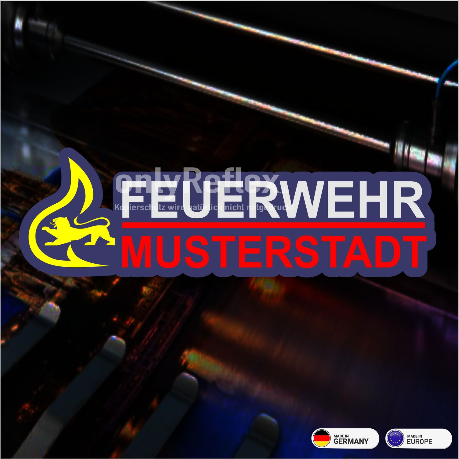 Stauferlöwe Feuerwehr mit Wunschort - Aufkleber Stauferlöwe Feuerwehr mit Wunschort - Aufkleber