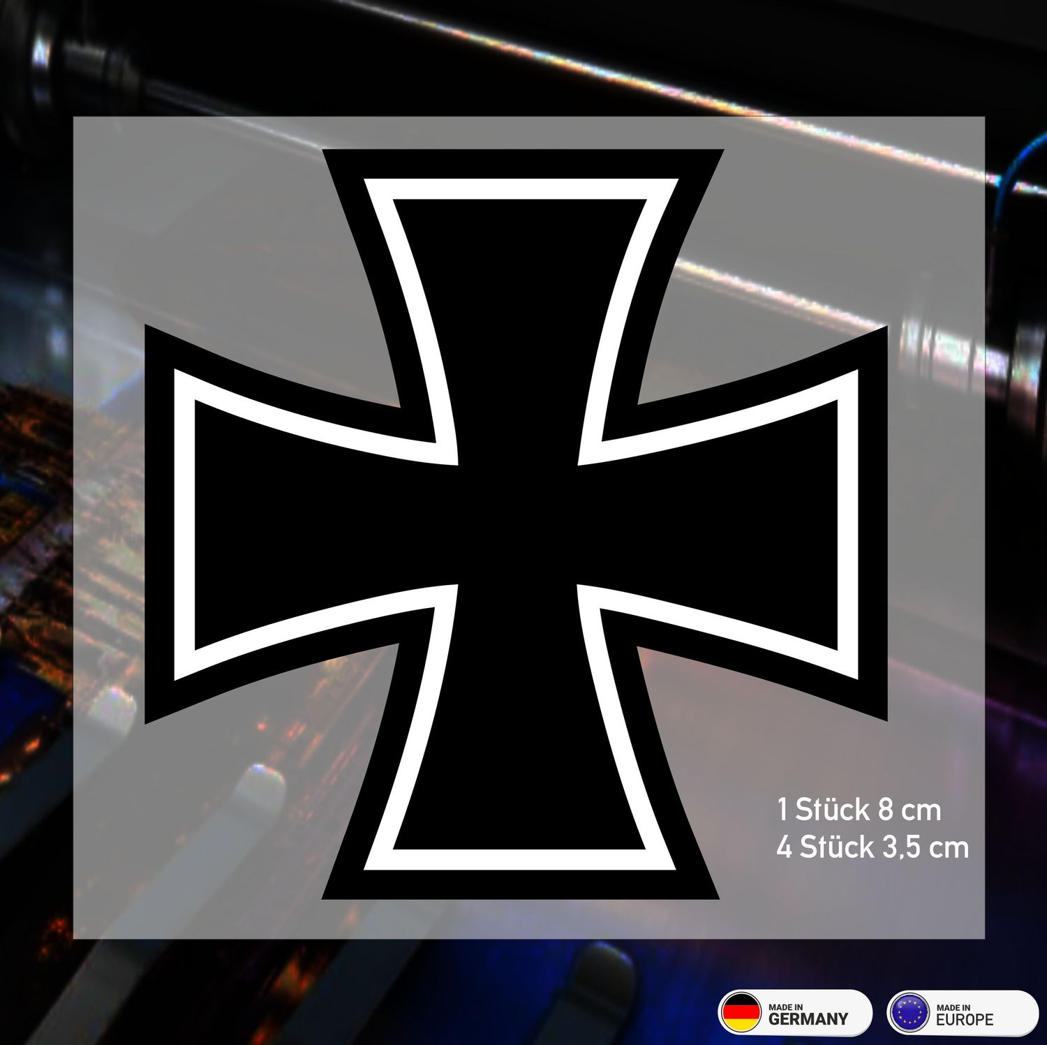 Eisernes Kreuz (mit Hintergrund) Sortiment - Aufkleber Eisernes Kreuz (mit Hintergrund) Sortiment - Aufkleber